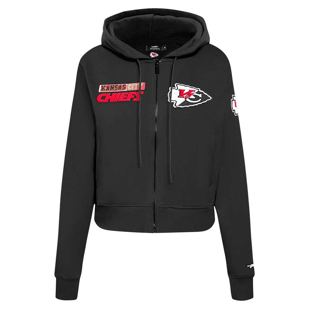 Women's Pro Standard Black Kansas City Chiefs Split Logo Full-Zip Hoodie