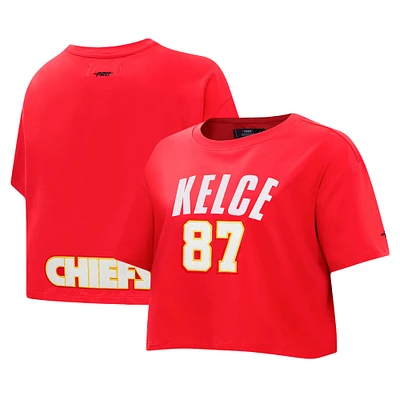 T-shirt court et carré pour femme Pro Standard Travis Kelce avec nom numéro de joueur des Kansas City Chiefs