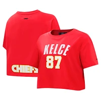 Women's Pro Standard Travis Kelce Red Kansas City Chiefs Player Name & Number Cropped Boxy T-Shirt