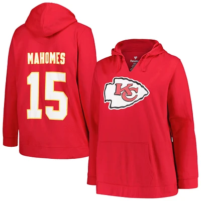 Women's Profile Patrick Mahomes Red Kansas City Chiefs Plus Player Name & Number Pullover Hoodie