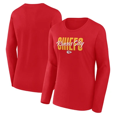 T-shirt à manches longues rouge pour femme Kansas City Chiefs Grip