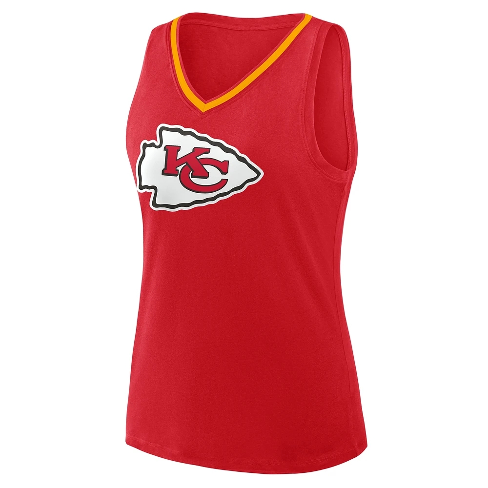 Women's Red Kansas City Chiefs Plus Stellar Win V-Neck Tank Top