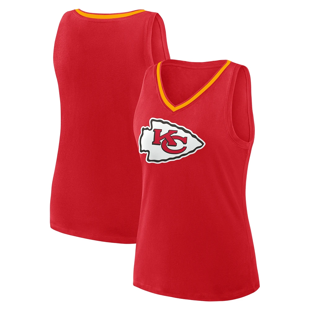 Women's Red Kansas City Chiefs Plus Stellar Win V-Neck Tank Top