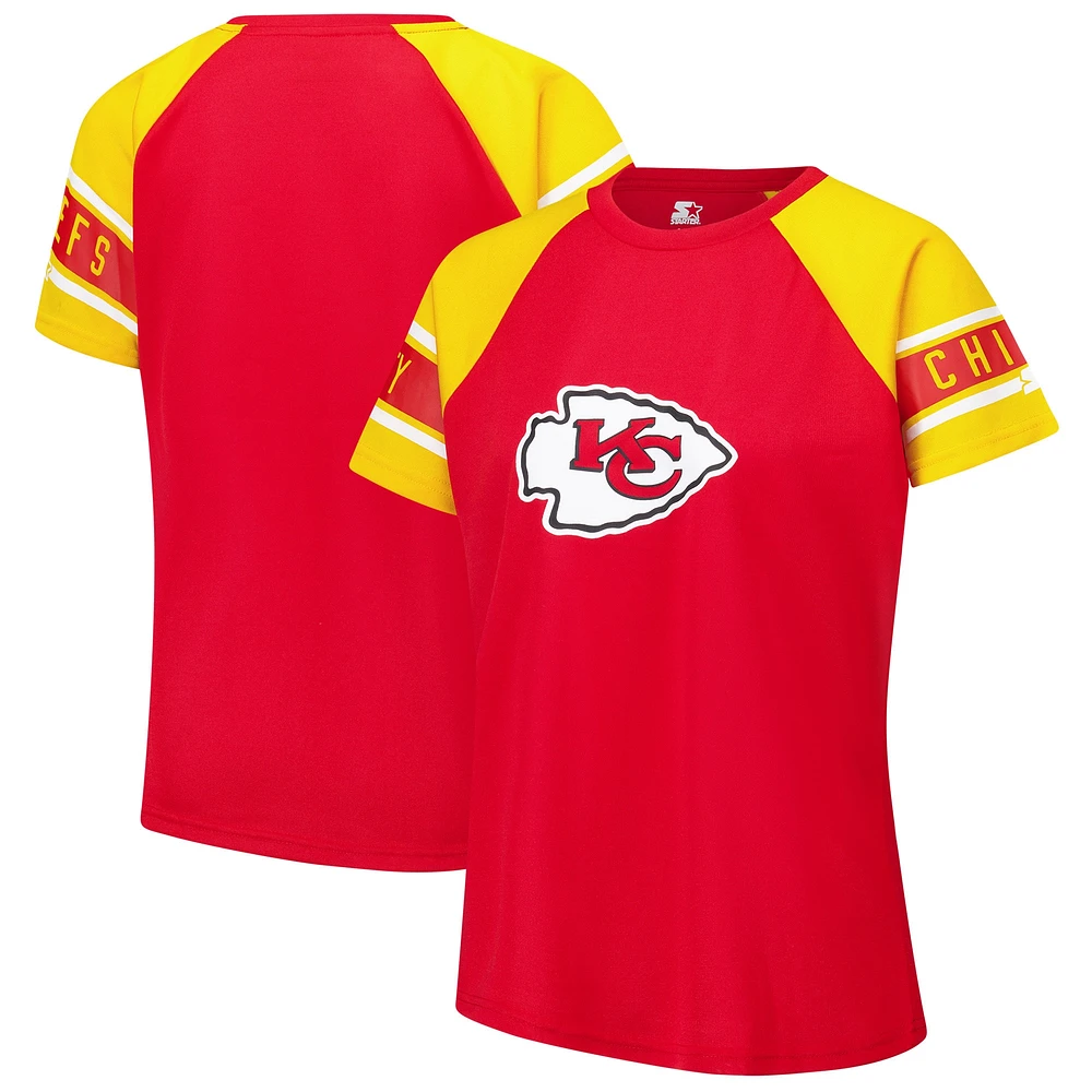 Haut raglan à blocs de couleurs pour femmes Starter Red Kansas City Chiefs 1st Rounder