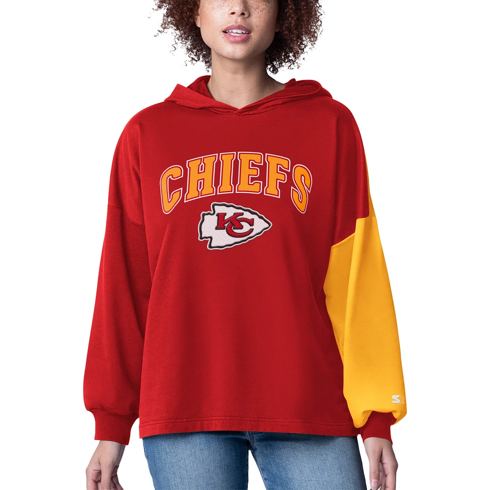 Women's Starter Red Kansas City Chiefs Power Move Long Sleeve Pullover Hoodie