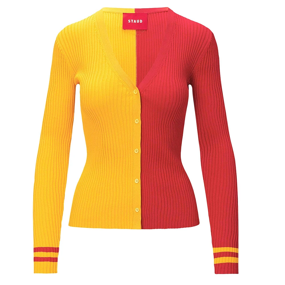 Women's STAUD Gold/Red Kansas City Chiefs Cargo Sweater