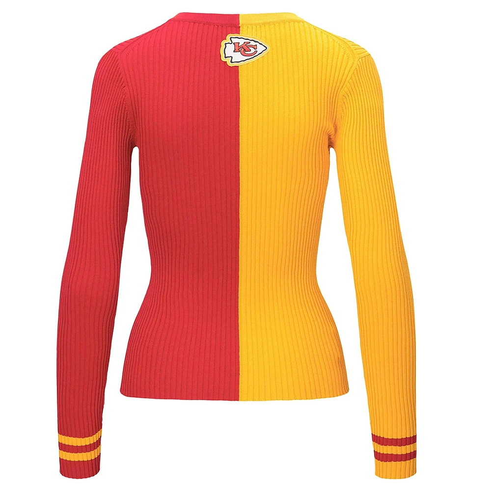 Women's STAUD Gold/Red Kansas City Chiefs Cargo Sweater