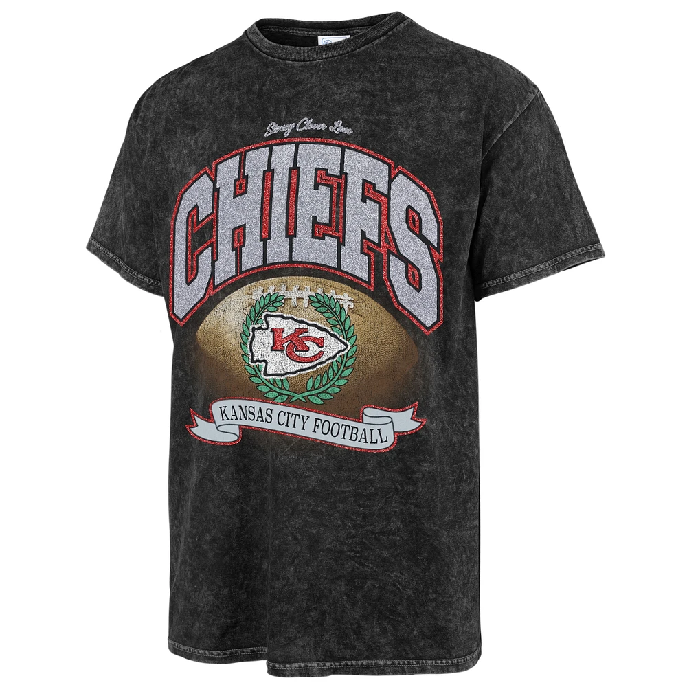 T-shirt tubulaire rétro à paillettes Stoney Clover Lane x '47 Black Kansas City Chiefs pour femme