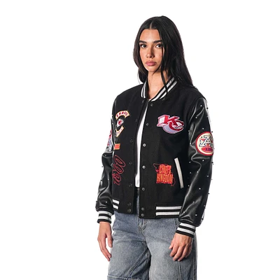 Veste à paillettes noire boutons-pression pour femme The Wild Collective des Kansas City Chiefs