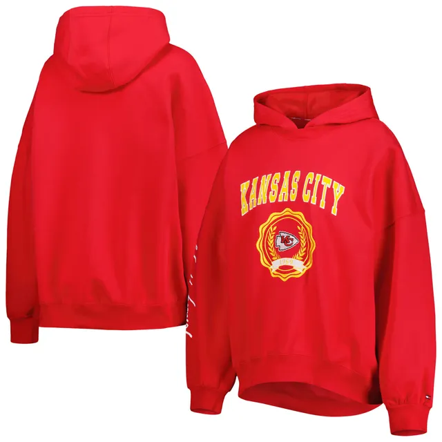 Youth Red Kansas City Chiefs Retro Color Block Pullover Hoodie