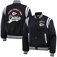 Veste aviateur à boutons-pression complète noire pour femme WEAR by Erin Andrews des Kansas City Chiefs