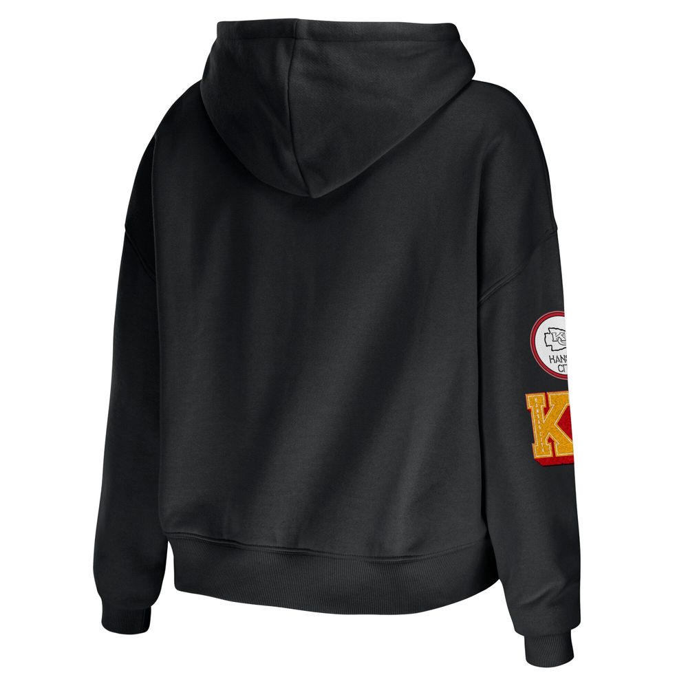 Lids Kansas City Chiefs WEAR by Erin Andrews Women's Plus Modest Cropped  Pullover Hoodie - Black