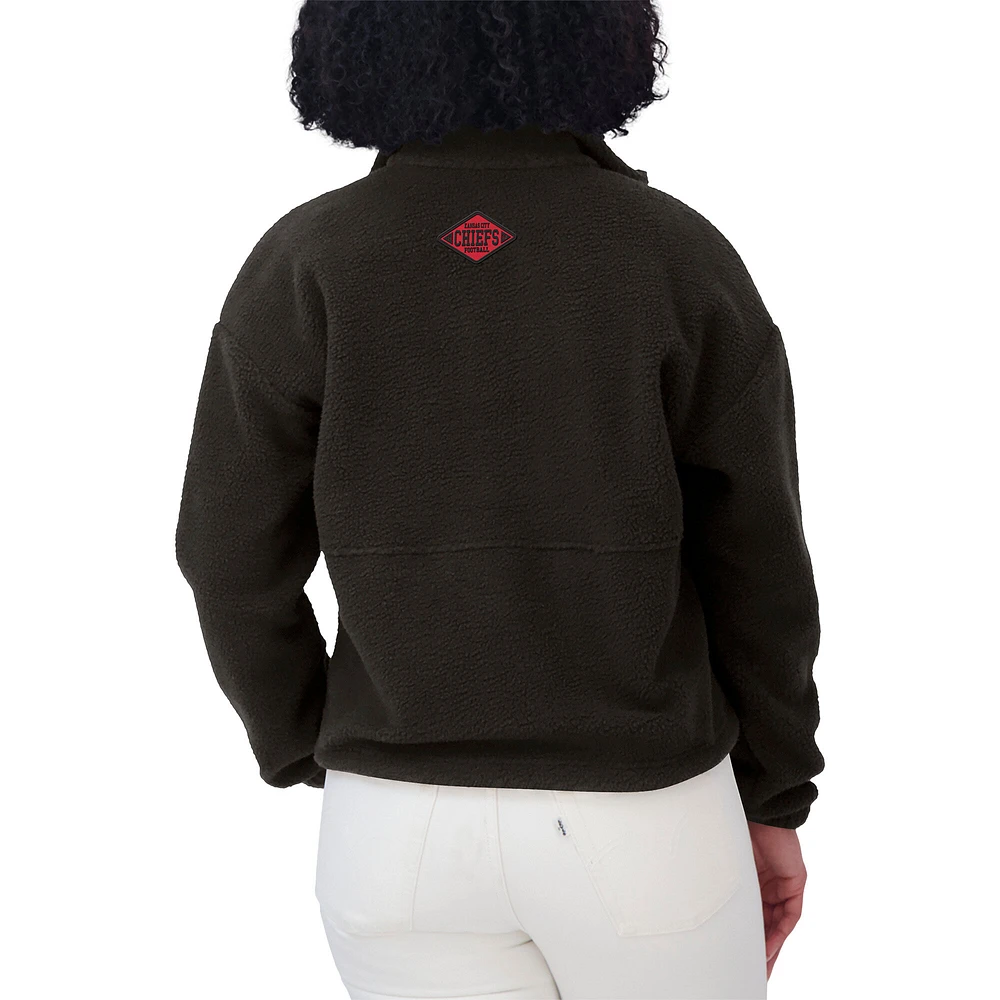 Women's WEAR by Erin Andrews Black Kansas City Chiefs Polar Fleece Half-Zip Jacket