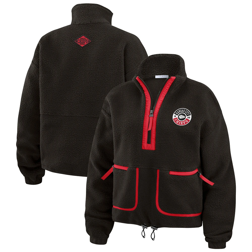 Veste polaire mi-zip noire pour femme WEAR by Erin Andrews des Kansas City Chiefs