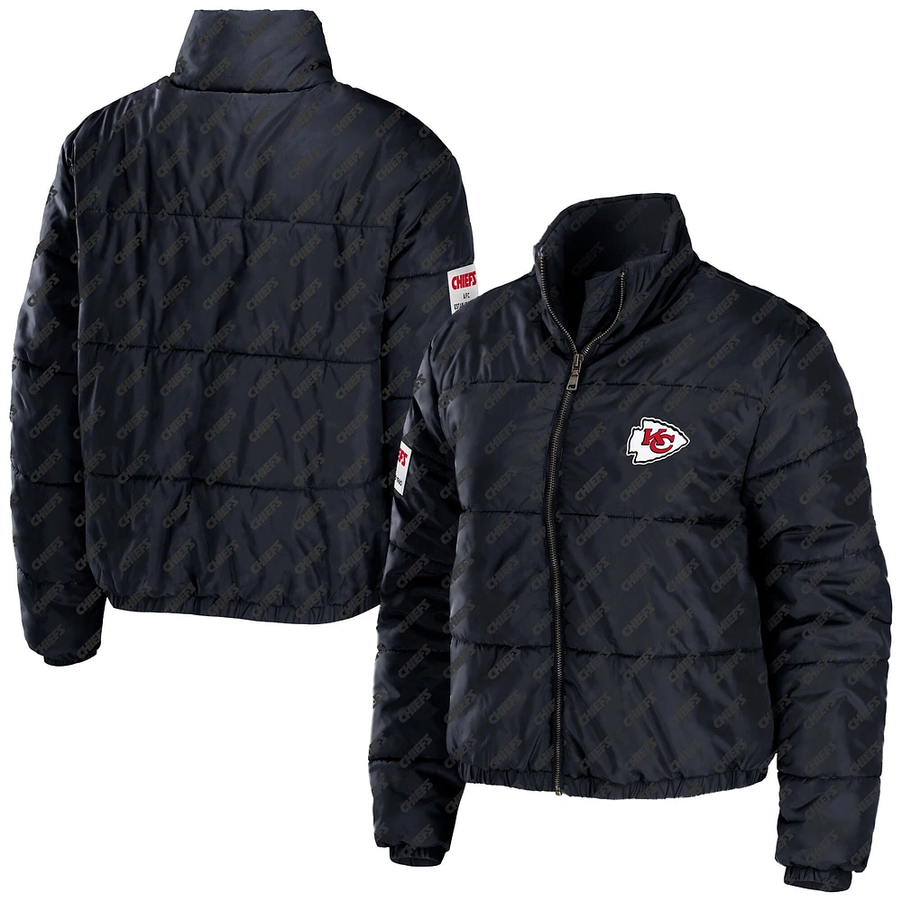 WEAR by Erin Andrews Veste courte noire à fermeture éclair intégrale des Chiefs de Kansas City pour femmes