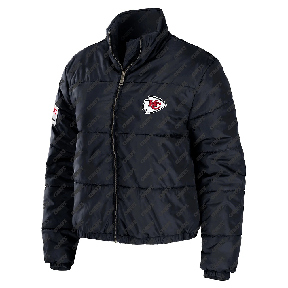 WEAR by Erin Andrews Veste courte noire à fermeture éclair intégrale des Chiefs de Kansas City pour femmes