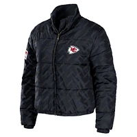 WEAR by Erin Andrews Veste courte noire à fermeture éclair intégrale des Chiefs de Kansas City pour femmes