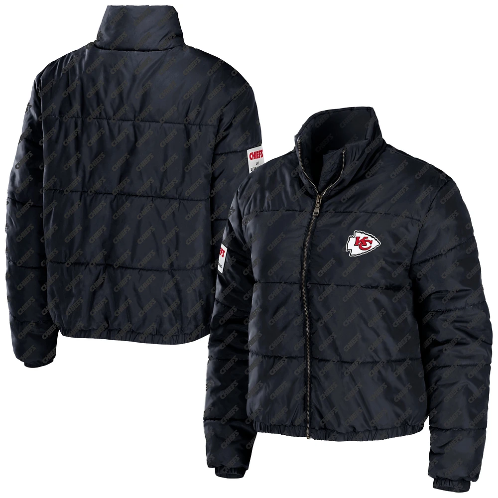 WEAR by Erin Andrews Veste courte noire à fermeture éclair intégrale des Chiefs de Kansas City pour femmes