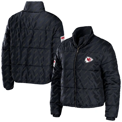 WEAR by Erin Andrews Veste courte noire à fermeture éclair intégrale des Chiefs de Kansas City pour femmes