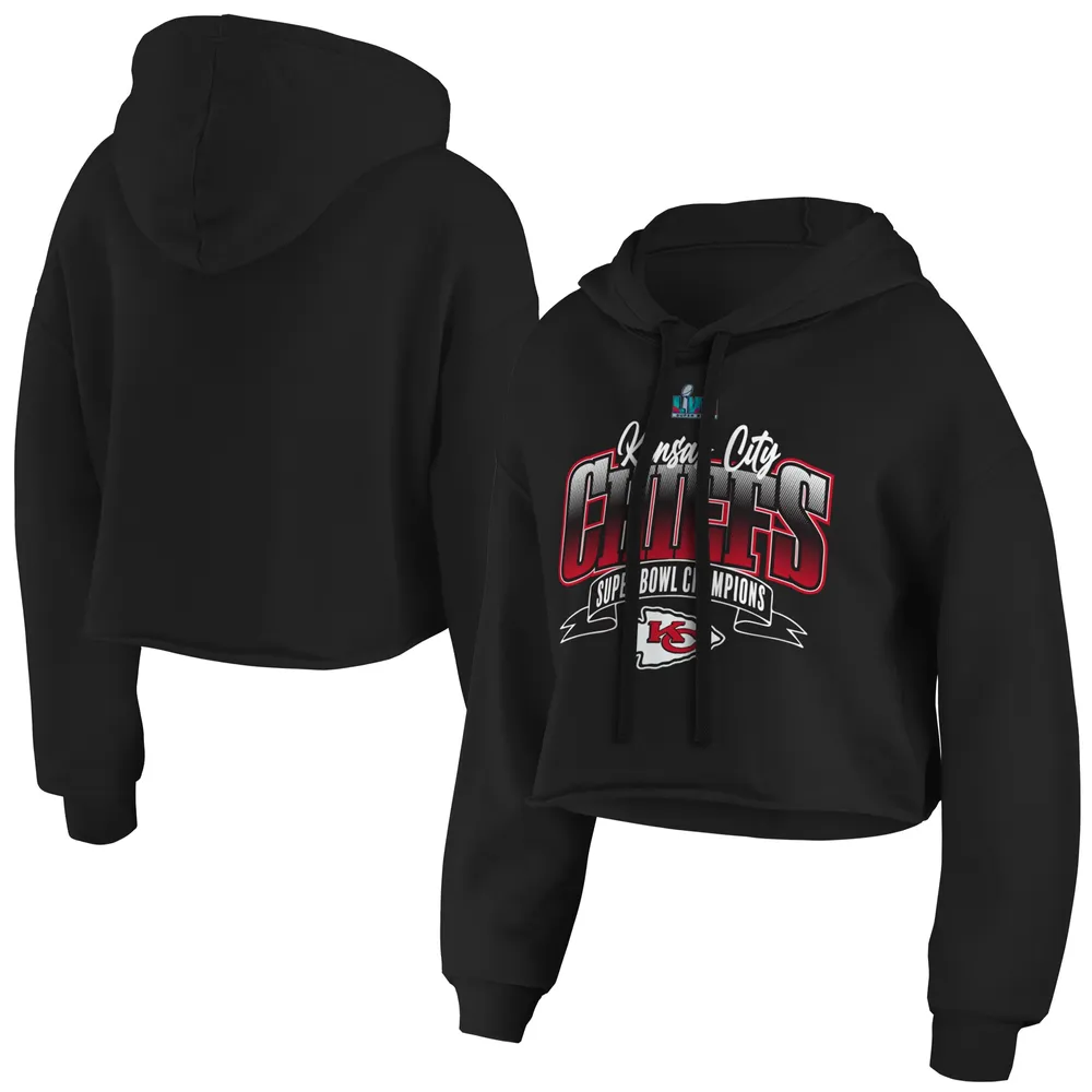 Lids Kansas City Chiefs WEAR by Erin Andrews Women's Super Bowl LVII  Champions Cropped Pullover Hoodie - Black