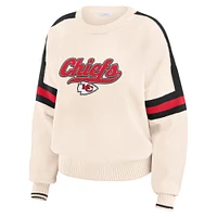 Women's WEAR by Erin Andrews  Cream Kansas City Chiefs Stripe Pullover Sweater
