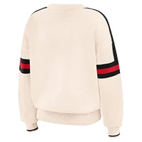Women's WEAR by Erin Andrews  Cream Kansas City Chiefs Stripe Pullover Sweater