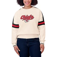 Women's WEAR by Erin Andrews  Cream Kansas City Chiefs Stripe Pullover Sweater