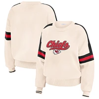 Women's WEAR by Erin Andrews  Cream Kansas City Chiefs Stripe Pullover Sweater