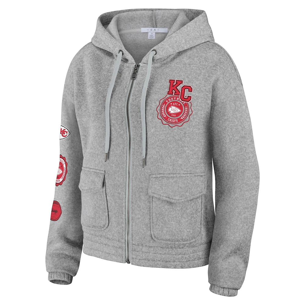 Sweat à capuche zippé pour femme WEAR by Erin Andrews Heather Gray des Kansas City Chiefs