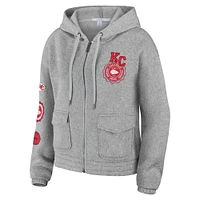 Sweat à capuche zippé pour femme WEAR by Erin Andrews Heather Gray des Kansas City Chiefs