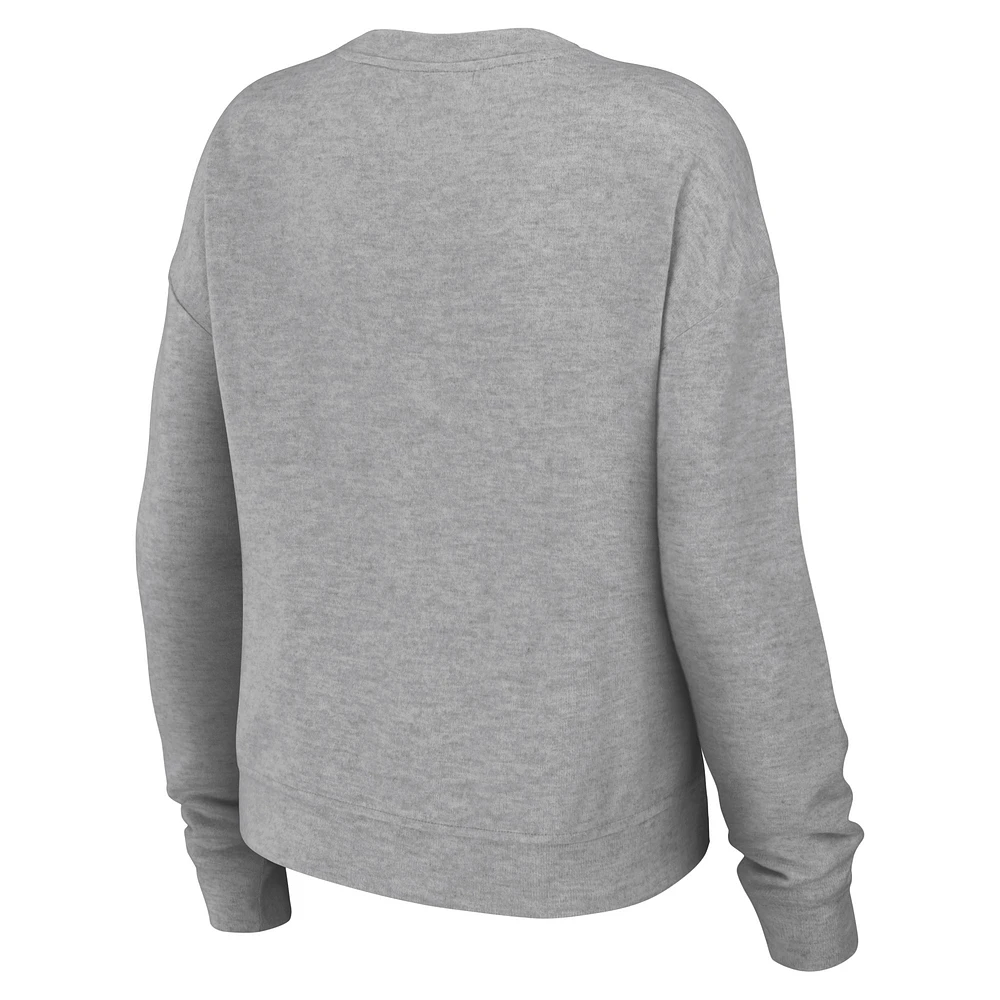 Women's WEAR by Erin Andrews  Heather Gray Kansas City Chiefs Plus Knitted Tri-Blend Long Sleeve T-Shirt & Pants Lounge Set