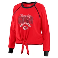 Women's WEAR by Erin Andrews Red/Black Kansas City Chiefs Plus Tie-Front Long Sleeve Top