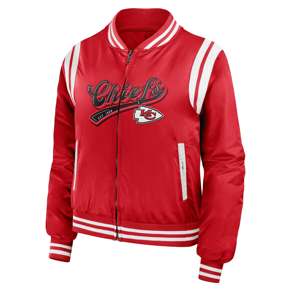 Veste aviateur entièrement zippée rouge des Kansas City Chiefs pour femme WEAR by Erin Andrews