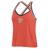 Women's WEAR by Erin Andrews Red Kansas City Chiefs Cross Strap Tri-Blend Tank Top