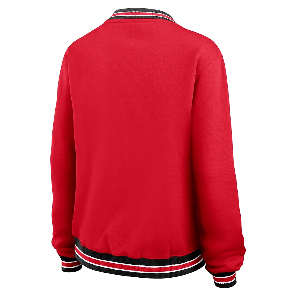 Sweat-shirt oversize à manches longues et col en V rouge Kansas City Chiefs pour femme WEAR by Erin Andrews
