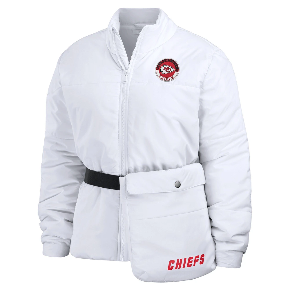 Doudoune zippée repliable blanche pour femme WEAR by Erin Andrews des Kansas City Chiefs