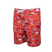 Youth Wes & Willy  Red Kansas City Chiefs Luau Swim Trunks