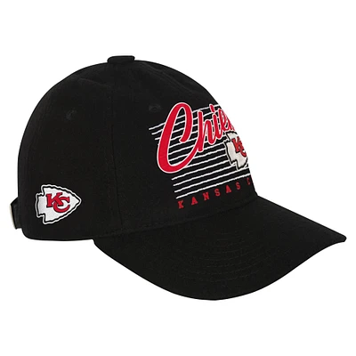 Youth Black Kansas City Chiefs Retro Wooly Adjustable Hat