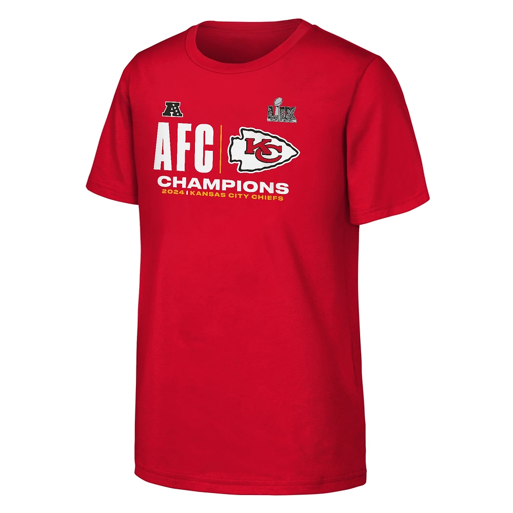 Youth Fanatics Red Kansas City Chiefs 2024 AFC Champions Hail Mary T-Shirt