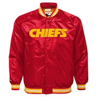 Youth Mitchell & Ness Red Kansas City Chiefs Satin Raglan Full-Snap Jacket