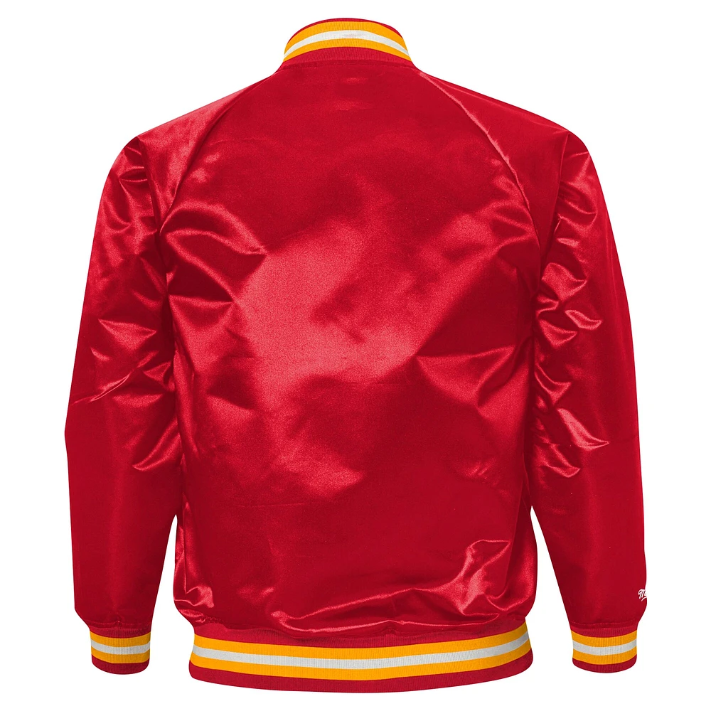 Youth Mitchell & Ness Red Kansas City Chiefs Satin Raglan Full-Snap Jacket