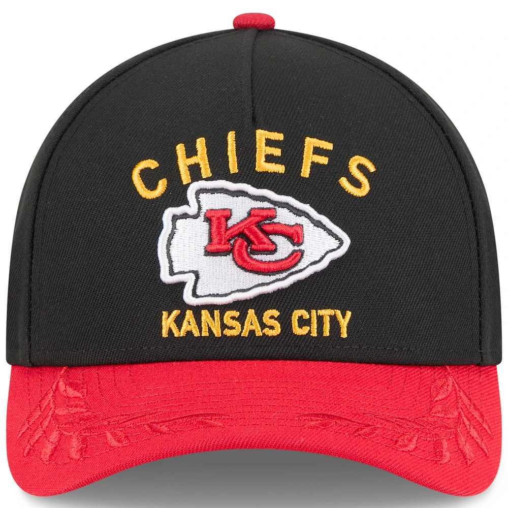 Youth New Era Black/Red Kansas City Chiefs 2025 NFL Draft 9FORTY A-Frame M-Crown Adjustable Hat
