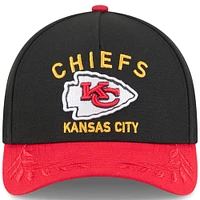 Youth New Era Black/Red Kansas City Chiefs 2025 NFL Draft 9FORTY A-Frame M-Crown Adjustable Hat