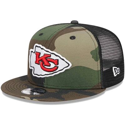 Youth New Era Camo Kansas City Chiefs  Main Trucker 9FIFTY Snapback Hat
