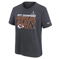 T-shirt Nike Anthracite de la collection Trophée des Kansas City Chiefs 2023 Champions l'AFC pour jeunes