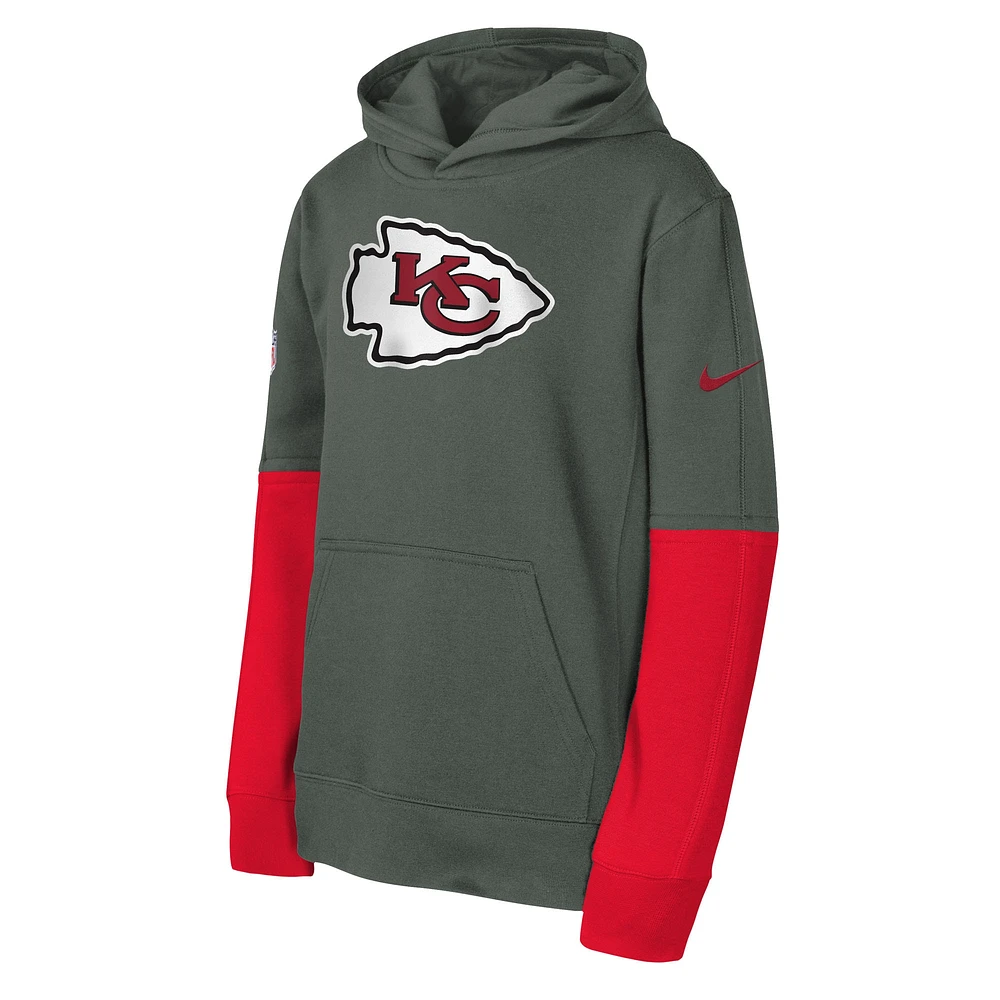 Youth Nike Anthracite Kansas City Chiefs Club Pullover Hoodie