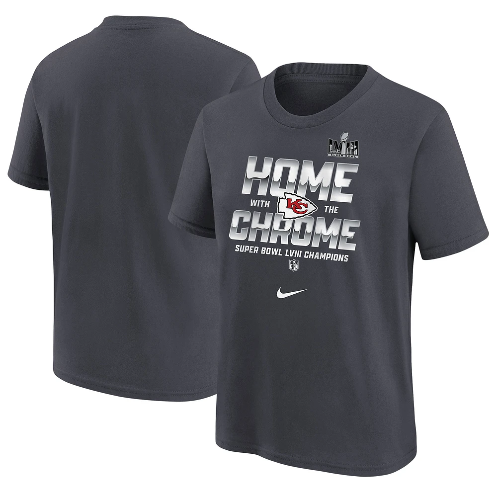 T-shirt Nike anthracite pour jeunes des Chiefs de Kansas City Super Bowl LVIII Champions Parade