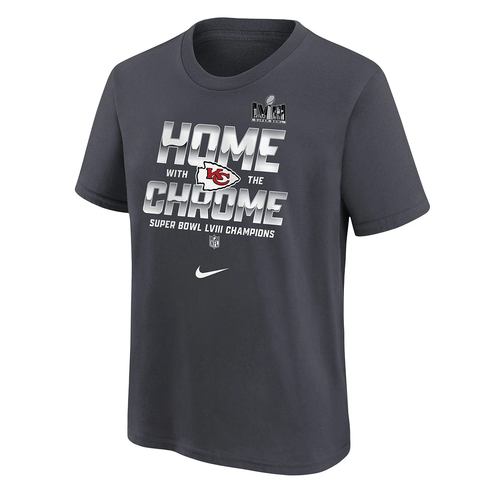 T-shirt Nike anthracite pour jeunes des Chiefs de Kansas City Super Bowl LVIII Champions Parade