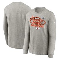 Youth Nike  Gray Kansas City Chiefs Super Bowl LVIII Champions Locker Room Trophy Collection Long Sleeve T-Shirt