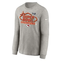 Youth Nike  Gray Kansas City Chiefs Super Bowl LVIII Champions Locker Room Trophy Collection Long Sleeve T-Shirt